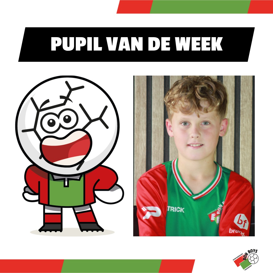 Pupil van de Week: Florent Saksens ⭐
 
Zondagmiddag is Florent onze Pupil van de Week bij Bon Boys – @vv_svbo uit Emmen. Dat vindt hij “super leuk”, en wij ook. Florent is 10 jaar, speelt als centrale verdediger in JO11-2 en is groot fan van FC Twente. In Nederland vindt hij Sem Steijn de beste speler en binnen Bon Boys wijst hij @milanbultman aan als de topper. In het buitenland gaat zijn hart uit naar Liverpool FC, maar wie hij daar de beste voetballer vindt houdt hij nog even voor zich. Florent zit in groep 7 van basisschool Los Hoes, is dol op rekenen, iets minder op taal, en houdt van konijnen. Zijn favoriete film is The Super Mario Bros en zijn lievelingsboek is Game Helden. Zet ’m op zondag, Florent!

#pupilvandeweek #bonboys #haaksbergen #RoodGroenVerbindt