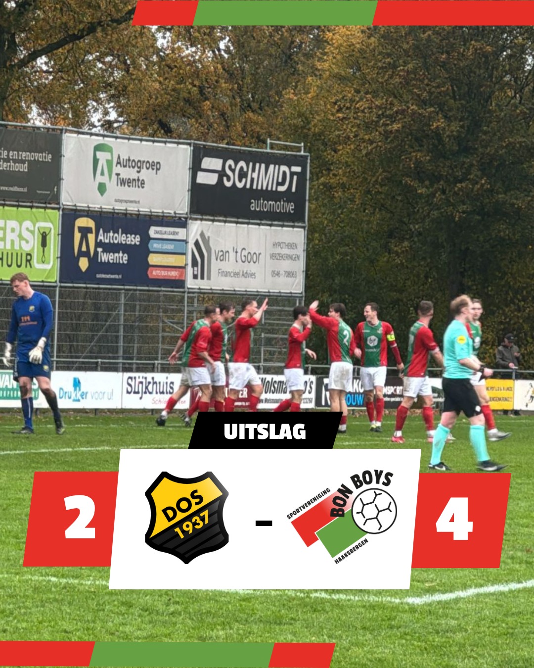 Met 9 man en tóch winnen: @dos37vriezenveen – @svbonboys 2–4!
Wat een veerkracht. De boys trekken in Vriezenveen de zege over de streep en pakken daarmee de 1e periodetitel. Ja, met een rood randje, maar deze gaan we vieren. ❤️💚
Volgende halte: volgend weekend thuis tegen @achilles121e, met Tierelier tijdens de Bazaar. Zien we jullie langs de lijn?

#BonBoys #DOS37 #Periodetitel #Veerkracht #1eKlasse #Bazaar #Tierelier #RoodGroenVerbindt