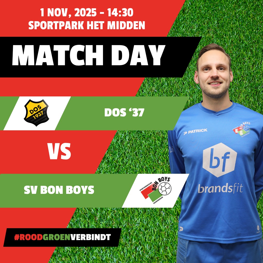 MATCHDAY | @dos37vriezenveen – @svbonboys 

We gaan voor periodeprijzen! Na een sterke start is het vizier gericht op de 1e periode. Zaterdag in Vriezenveen wacht de nummer 3 DOS’37. Winnen wij en laat Achilles’12 punten liggen tegen Den Ham, dan pakt Bon Boys de eerste prijs van het seizoen.

Aftrap 14.30 uur. Kom onze boys steunen en maak er een rood-groene uitwedstrijd van. 🔥🔴🟢

#BonBoys #Matchday #DOS37 #Periodejacht #EersteElftal #Haaksbergen #Amateurvoetbal #RoodGroenVerbindt