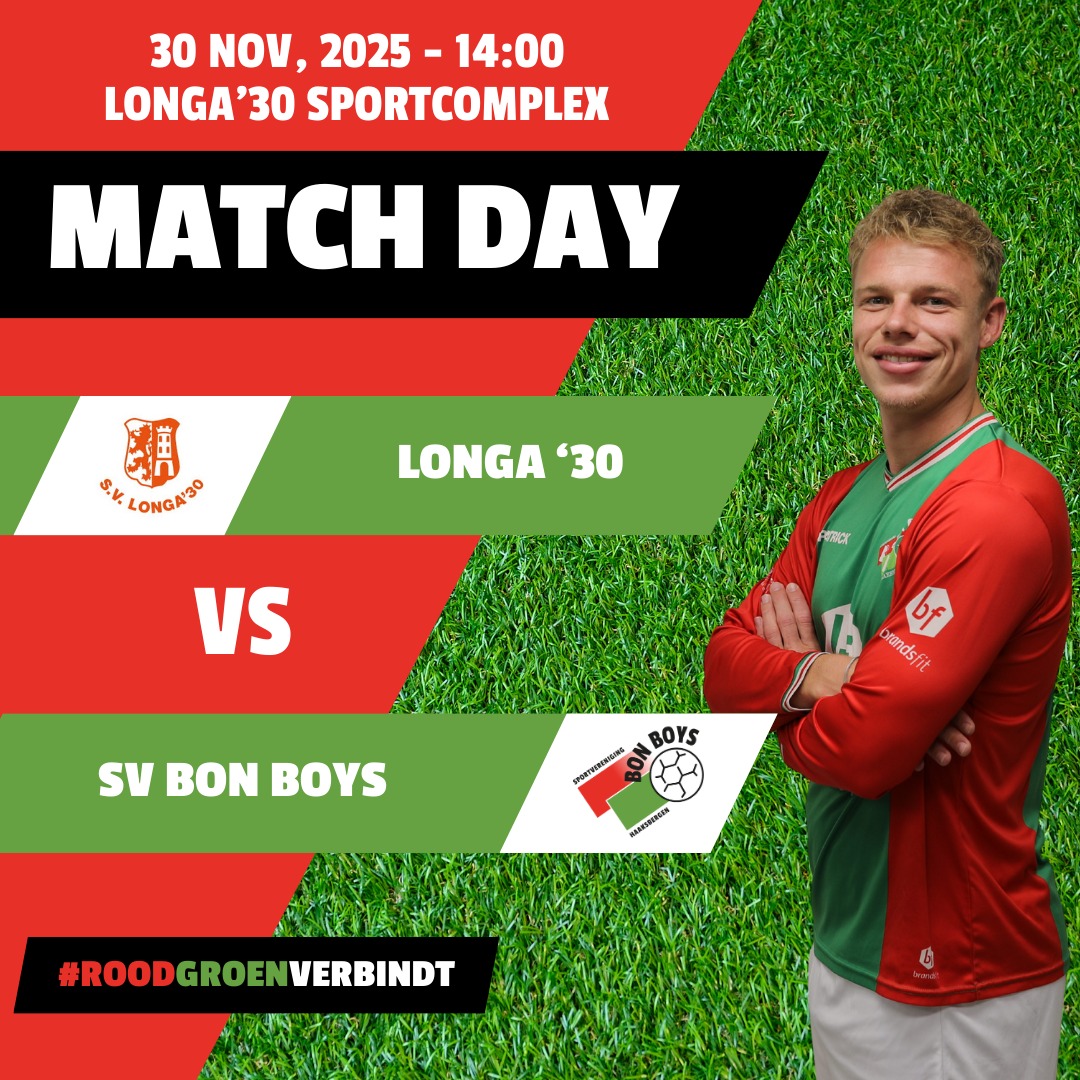 🔴🟢 MATCHDAY!

@svbonboys gaat vandaag op bezoek bij @svlonga30 voor de topper tussen de nummer drie en nummer één. 

Om 14.00 uur trappen we af in Lichtenvoorde. Kom de mannen steunen in Lichtenvoorde!

#RoodGroenVerbindt #longa30 #lichtenvoorde #1eklasse #bonboys #haaksbergen