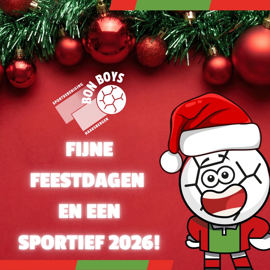 @svbonboys wenst iedereen fijne feestdagen en een sportief 2026! ❤️💚🎄🎆

Als club kijken we met trots terug op 2025! We draaiden een geweldige eerste seizoenshelft in de 1e klasse, onze jeugd liet zich zien in de hoogste klassen en we hebben het fundament van de jeugdopleiding verder uitgebouwd. En ook naast de lijnen hebben we gebouwd aan onze club: met mooie verbeteringen in de kantine, op het terras, in de kleedkamers en rondom het complex voelt De Greune elke week een stukje meer als ónze plek.

Dat hebben we samen gedaan. Dankzij onze spelers, trouwe supporters, sponsoren en vooral alle betrokken vrijwilligers. Jullie staan klaar, regelen, helpen, moedigen aan en maken het mogelijk. Enorm veel dank!

In 2026 gaan we door met deze energie. Binnen én buiten het veld. Met ambities en ideeën die we samen gaan waarmaken. Daarom nodigen we jullie van harte uit voor onze nieuwjaarsbijeenkomst op zaterdag 3 januari 2026. Een mooi moment om samen terug te blikken, vooruit te kijken en vooral: het glas te heffen op een nieuw roodgroen jaar.

Geniet van de feestdagen en tot in het nieuwe jaar!

#RoodGroenVerbindt