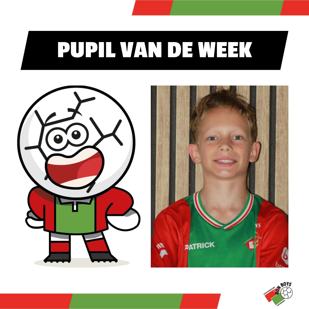 📣 Pupil van de Week: Ties Mulder! ⚽️✨

Zaterdagavond mag Ties Mulder als Pupil van de Week de bal aan het rollen brengen bij de eerste wedstrijd van Bon Boys in 2026. En zoals hij zelf zegt: “suuuuper leuk!” 🙌
🆚 Tegenstander: @vvdenham 

👦 Even voorstellen:
Ties is 10 jaar en speelt bij Bon Boys JO11-3 als linker-middenvelder of linker-verdediger 💪

⭐️ Favorieten van Ties:
🔴 Beste club NL: FC Twente
🇳🇱 Beste Nederlandse speler: Cody Gakpo
🔴🟢 Beste speler bij Bon Boys: Noud Bargerink
🇬🇧 Favoriete club buitenland: Chelsea
🌍 Beste buitenlandse speler: Cole Palmer

🏫 Ties zit op basisschool Los Hoes (groep 7)
➕ Favoriete vak: rekenen
📚 Minst leuk: begrijpend lezen

🐶 Lievelingsdier: een hond
🎬 Leuke film: The Super Mario Bros. Movie
📖 Favoriete boek: Meester Spion (Tjerk Noordraven)

💚❤️ Ties, we wensen je een geweldige avond toe. Geniet ervan en zet ‘m op!

#BonBoys #PupilVanDeWeek #Wedstrijddag #JO11 #Haaksbergen #Voetbal #RoodGroenVerbindt