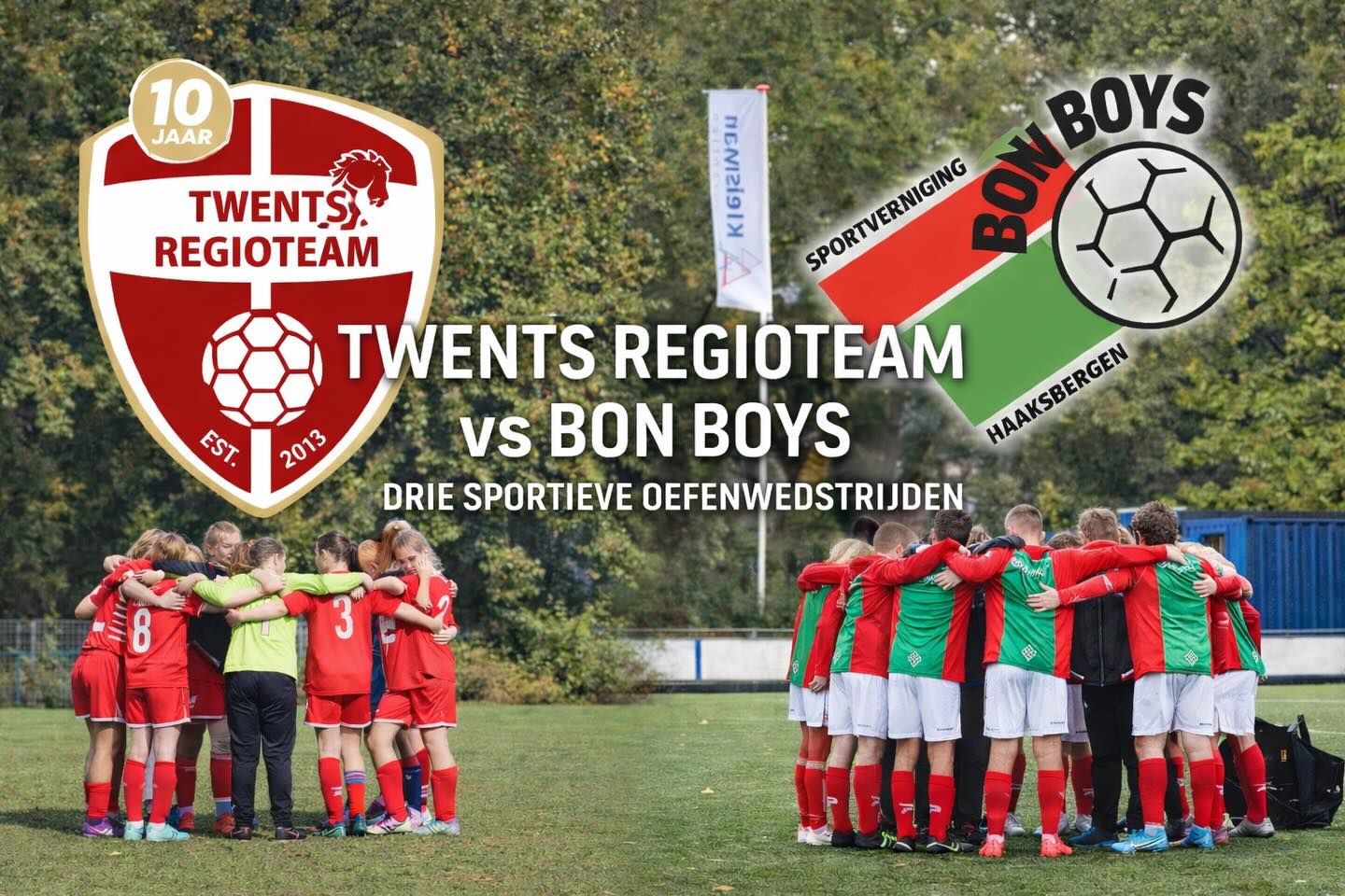 Op een mistige middag stonden op het sportpark van SV Bon Boys de wedstrijden tussen de Twents Regio Team Selectie MO-13 en onze eigen JO12-1 en JO12-2 op het programma. Ondanks de nevel was de sfeer uitstekend en hadden alle kinderen zichtbaar veel zin om te voetballen.

De velden waren op tijd uitgezet en al vroeg werd er enthousiast ingespeeld. Na een gezamenlijke warming-up begon de eerste wedstrijd al vóór twaalf uur, onder toeziend oog van veel supporters langs de lijn.

De JO12-1 van Bon Boys speelde met veel energie en vertrouwen en wist alle drie de wedstrijden te winnen. Daarbij werd volop geëxperimenteerd met nieuwe systemen en tactische keuzes, wat er veelbelovend uitzag. Voor JO12-2 was het een leerzame dag tegen sterke tegenstanders. In alle wedstrijden deden zij goed mee en wisten zij meerdere kansen te creëren, wat zorgde voor waardevolle ervaring en groei.

De Twents Regio Team Selectie MO-13 liet met twee sterke en sportieve teams zien hoe hoog het niveau van het meidenvoetbal is in de regio. Fel, slim en fair spel zorgde voor mooie en leerzame wedstrijden.

Deze sportieve en gezellige voetbaldag onderstreept waar meidenvoetbal bij Bon Boys voor staat: plezier, ontwikkeling en samen sporten. Bon Boys blijft zich inzetten om meidenvoetbal verder te laten groeien en nodigt nieuwe meiden in alle leeftijd van harte uit om dit zelf te komen ervaren.