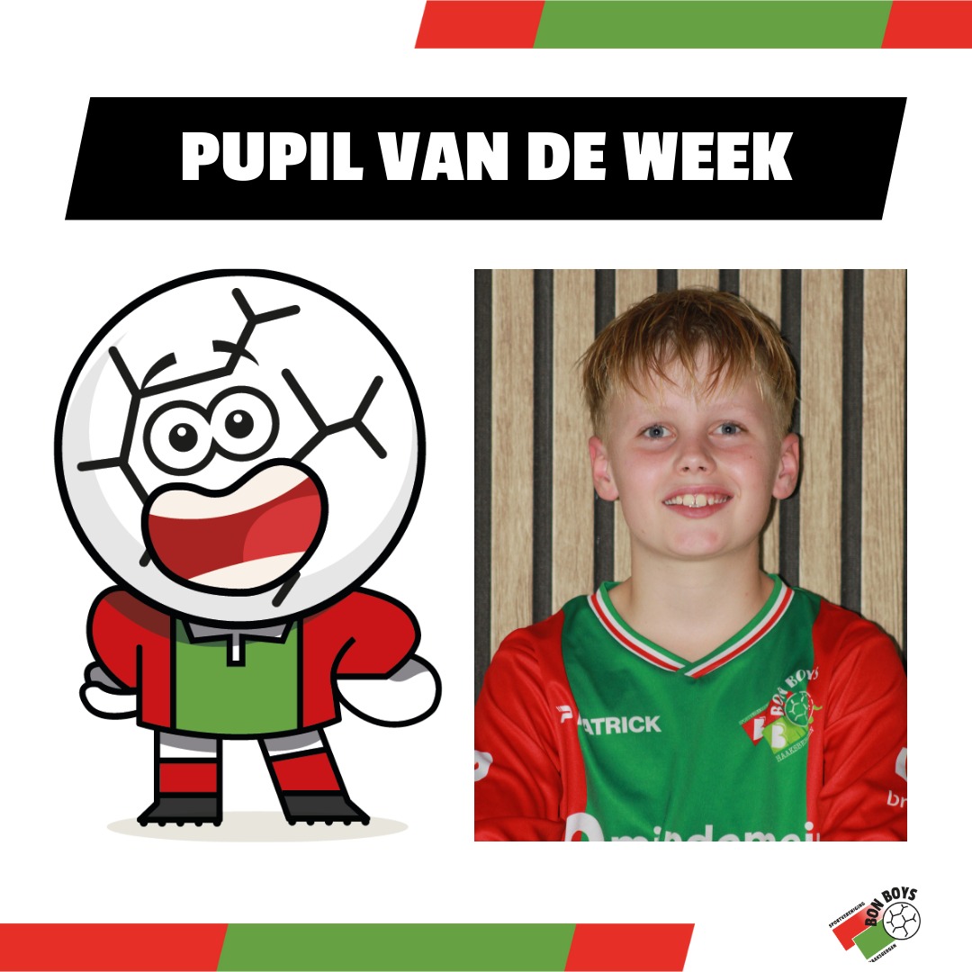 Pupil van de Week - Meint Horck 🔴🟢⚽️

Meint Horck is de Pupil van de Week bij de thuiswedstrijd tegen @vroomshoopseboys ‘Het lijkt me super leuk om met de spelers het veld op te lopen en om naar de wedstrijdbespreking te luisteren en in de dug-out te zitten naast de spelers’, zegt hij na zijn uitverkiezing.

Meint is 10 jaar en speelt als rechtsback in Bon Boys JO11-1. Zijn favoriete club in ons land is FC Twente. Gevraagd naar de beste Nederlandse voetballer wijst hij naar Sem Steijn. Zijn beste voetballer bij Bon Boys is Rutger Scharenborg. De favoriete club in het buitenland is Liverpool en de beste speler in het buitenland is voor hem Hugo Ekitiké.

Meint gaat naar de basisschool Los Hoes en zit in groep 7. Het leukste vak op school vindt hij gym, het minst-leuke begrijpend lezen. Zijn lievelingsdier is een Husky-hond. De leukste film die hij heeft gezien is Rambo First Blood. En zijn favoriete leesboek is Willy Wonka.

#pupilvandeweek #bonboys #1eklasse #haaksbergen