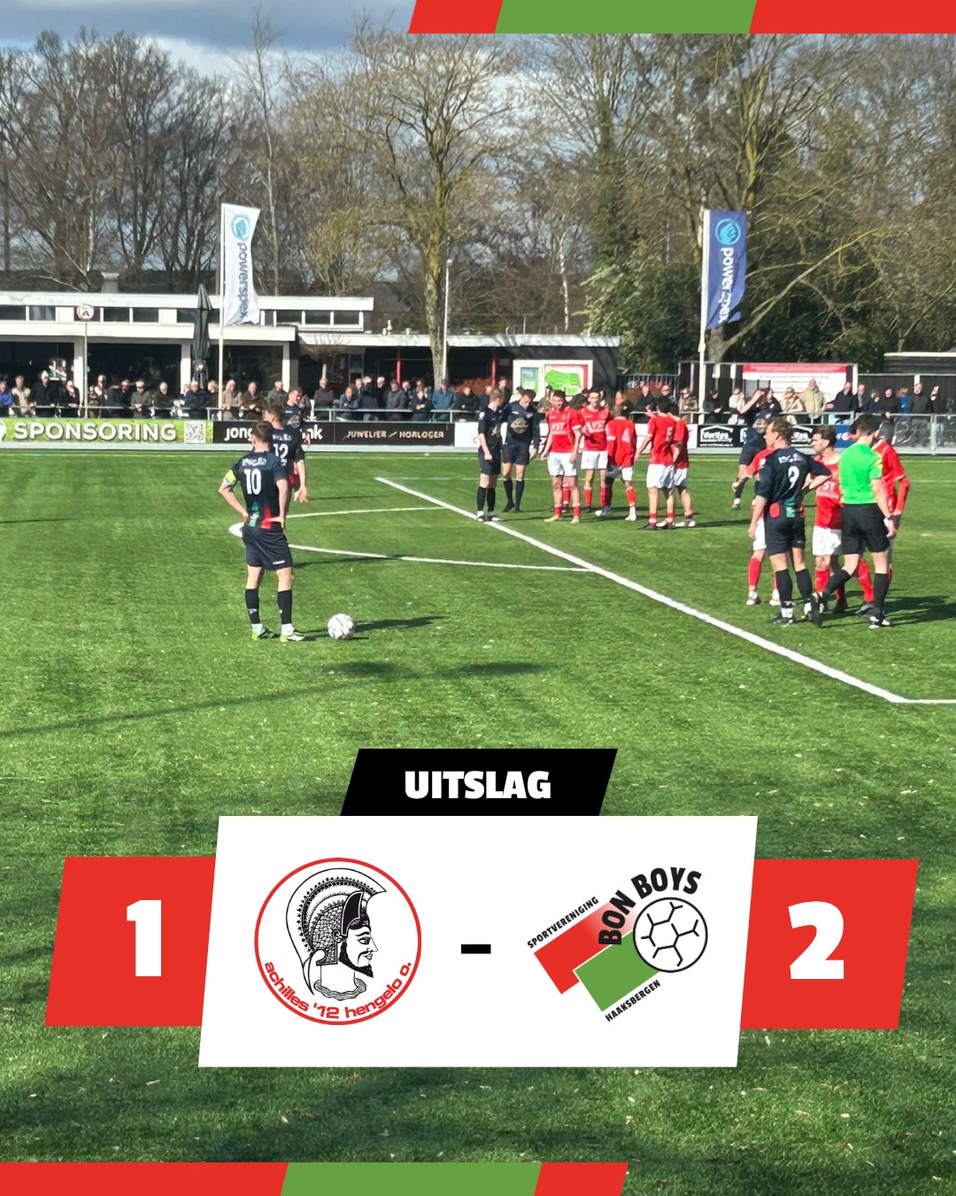 Niet onze makkelijkste middag, maar wel opnieuw de volle buit. ❤️💚

@achilles121e bleef tot het laatste moment strijden en maakte het ons bijzonder lastig. Toch weet @svbonboys de wedstrijd over de streep te trekken.

Dat betekent opnieuw 3 belangrijke punten voor onze ploeg. Strijd, karakter en resultaat. Daar doen we het voor.

#RoodGroenVerbindt #Overwinning #1eKlasse #Haaksbergen #BonBoys #achilles12