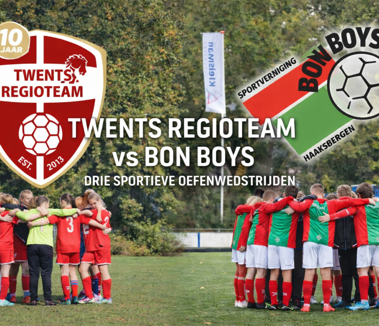 Bon Boys JO12 ontmoet meiden Twents Regioteam O-13 op mistige voetbalmiddag  