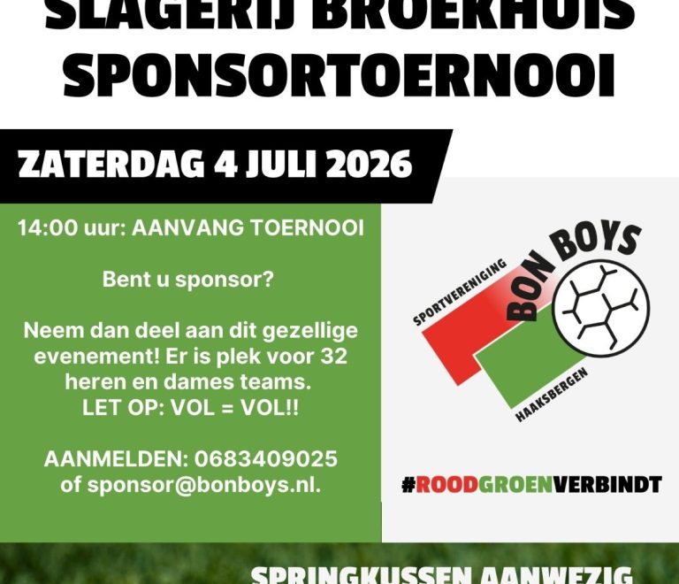 Staat uw bedrijf als SV Bon Boys sponsor al weer in de startblokken?