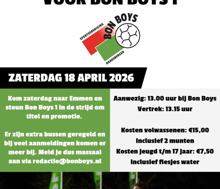Massaal naar DZOH voor Bon Boys 1